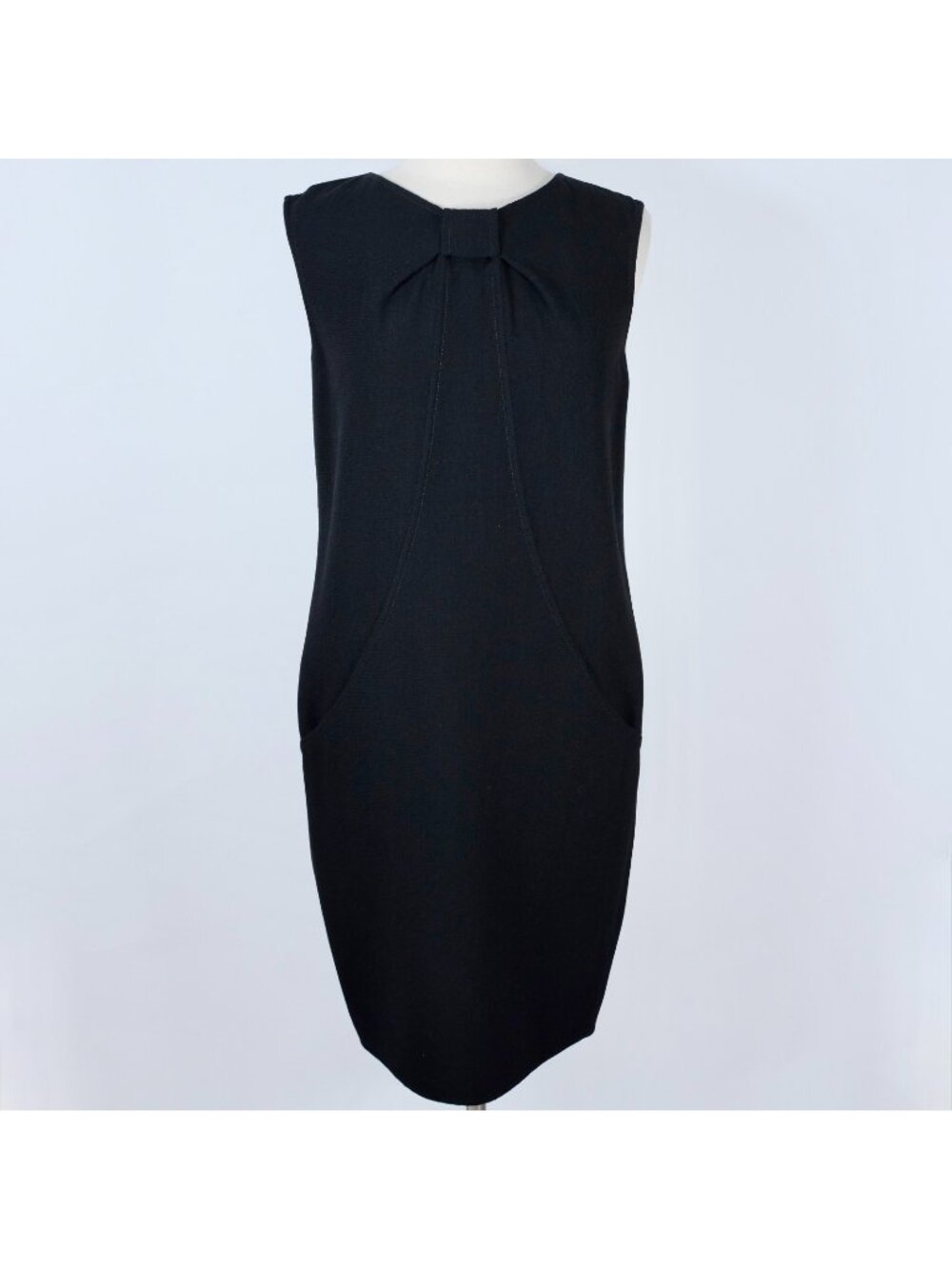 Oscar de la Renta dress sz 6 bow front w/ pockets F'08 wool crepe